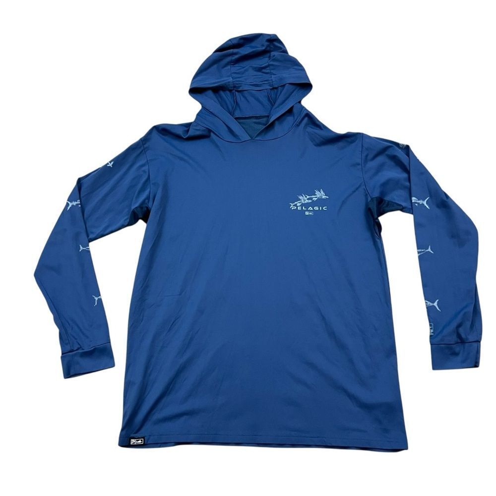 Pelagic Aquatek Gyotaku Long-Sleeve Fishing Hoodie for Mens L